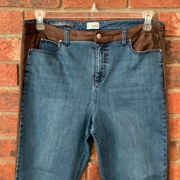 Ecru Brown Suede Los Felix Side Inset Ankle Jeans - Picture 2 of 8